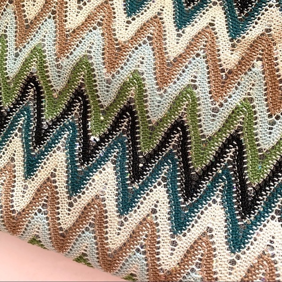 Vintage Y2K Slouchy Fabric Chevron Shoulder Bag Purse Festival Beach Tote Retro - Picture 4 of 7